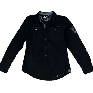 Men's M.E.C.&S Black & Grey Medium Casual Button Down Shirt